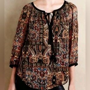 Meadow Rue by Anthropologie Marya Multicolor Paisley Print Blouse - Size M